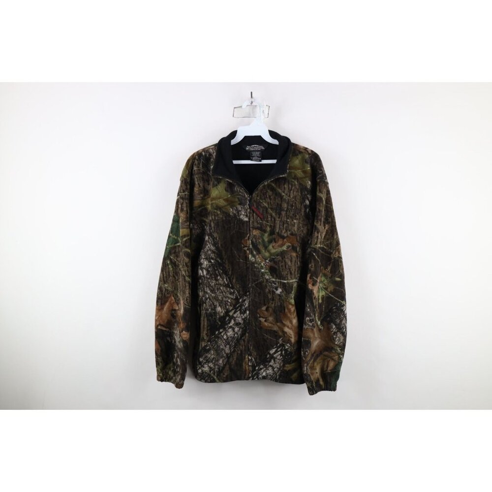 Vtg Winchester Hunting Mens Medium Spell Out Camouflage Fleece Full Zip Jacket